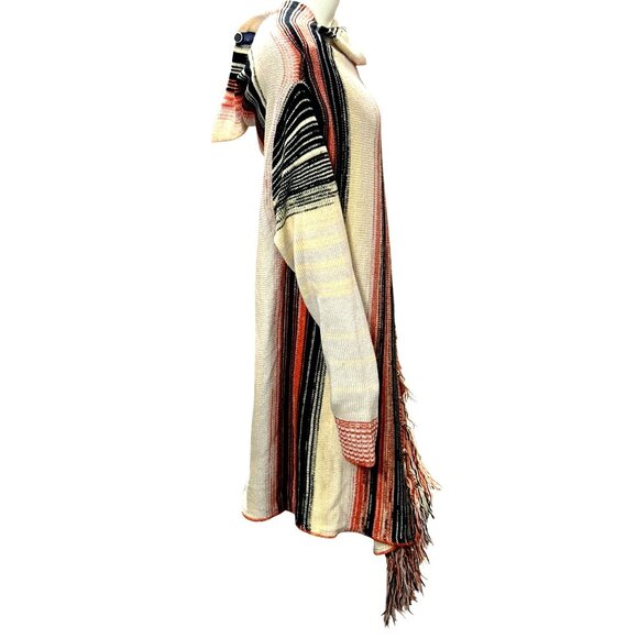 CCC Open Front Sweater Loose Fringe Long Wrap Knitted Cardigan Long Sleeve SZ XL - Picture 4 of 8